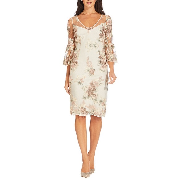 adrianna papell floral embroidered dress